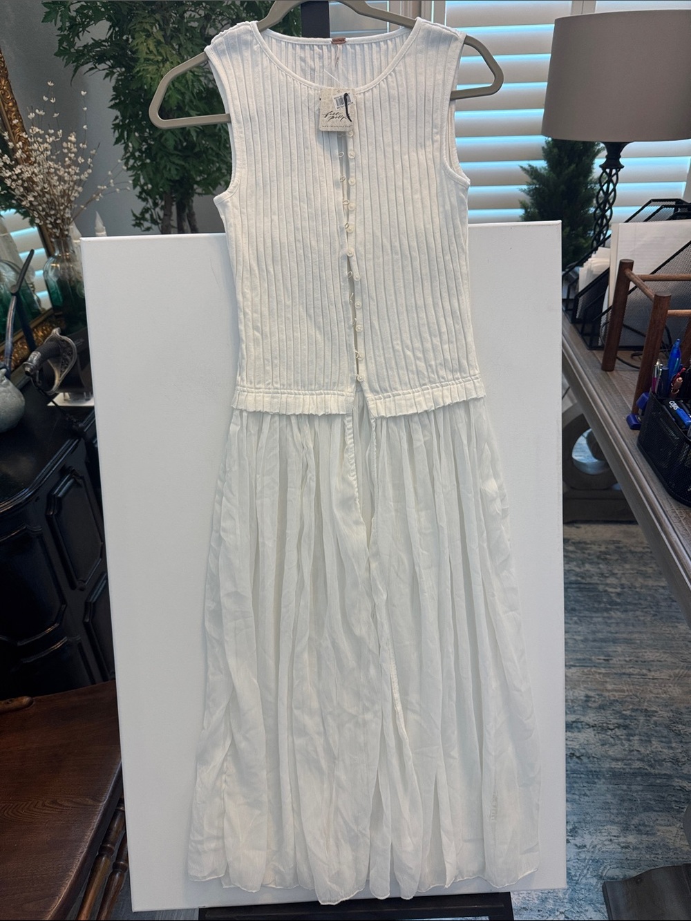Free People Twice As Nice Maxi Top in the color ivory
NWT